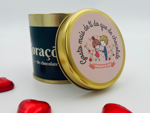 Lata de Corações de Chocolate 150gr - Gosto mais de ti do que de chocolate