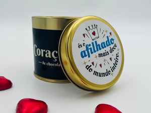 Lata de Corações de Chocolate 150gr - Afilhado