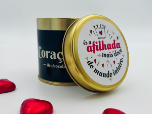 Lata de Corações de Chocolate 150gr - Afilhada