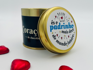 Lata de Corações de Chocolate 150gr - Padrinho