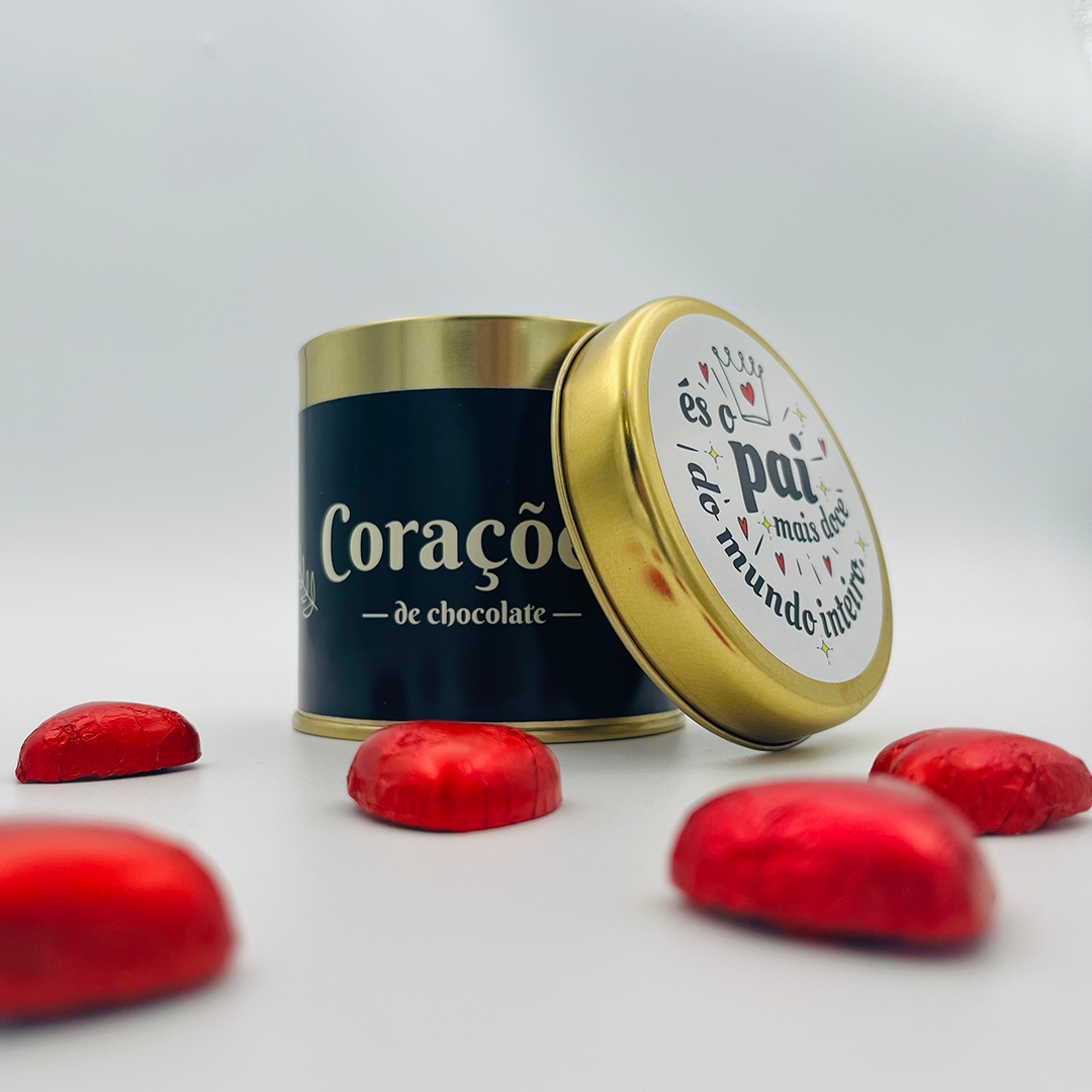 Lata de Corações de Chocolate 150gr - Pai - Image 2