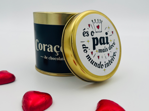 Lata de Corações de Chocolate 150gr - Pai