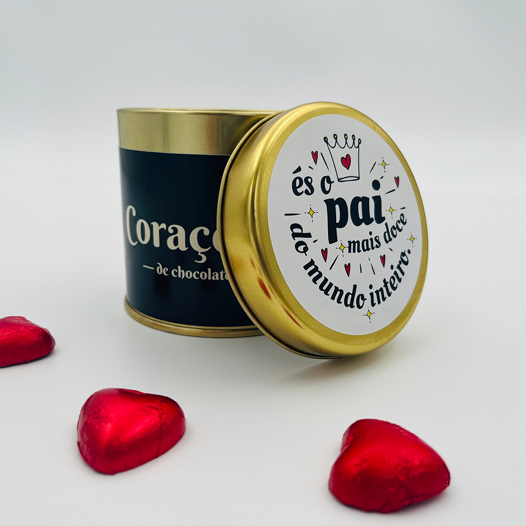 Lata de Corações de Chocolate 150gr - Pai