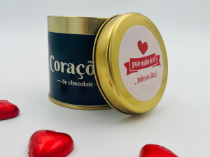 Lata de Corações de Chocolate 150gr - Gosto muito de ti todos os dias