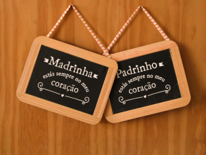 Ardósia “Madrinha/Padrinho estás sempre no meu coração"